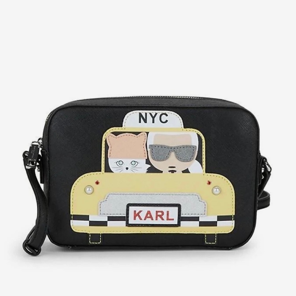 NEW! Karl LAGERFELD Paris Maybelle Taxi NYC Black Crossbody Bag $178 🚕
